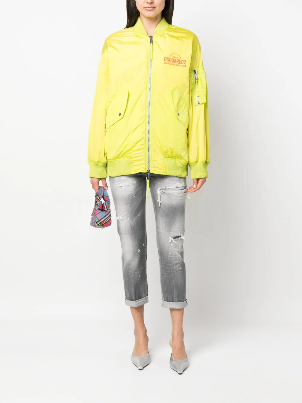 Dsquared2 Bomberjack met logoprint - Geel
