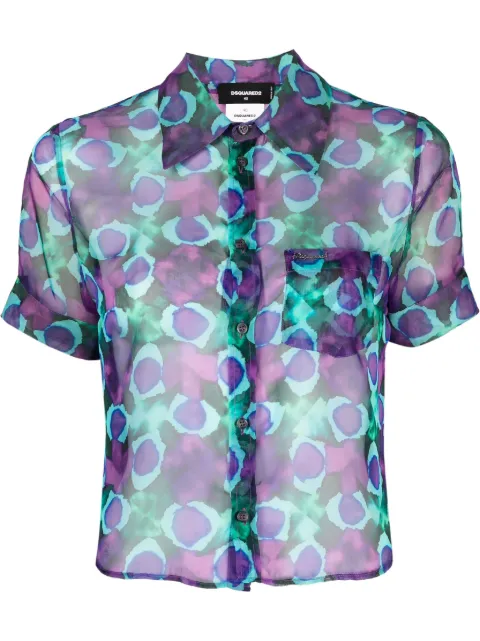 Disqued DSQUARED2 abstract flower-print short-sleeve shirt Women