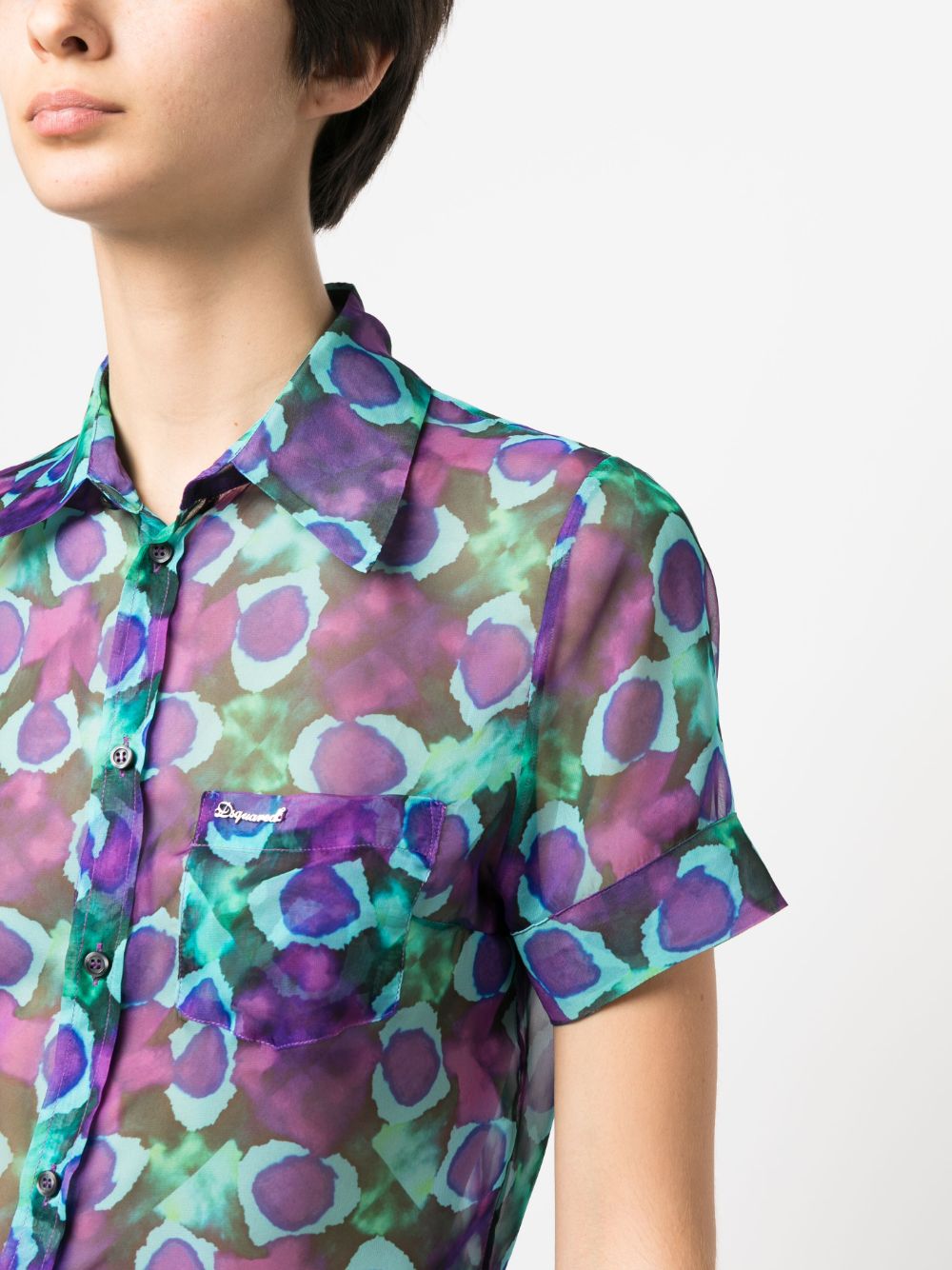 Shop Dsquared2 Abstract Flower-print Short-sleeve Shirt In Violett