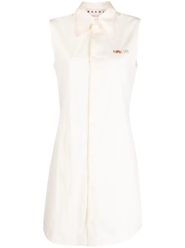 Marni logo-appliqué Sleeveless Dress Neutrals FARFETCH IN