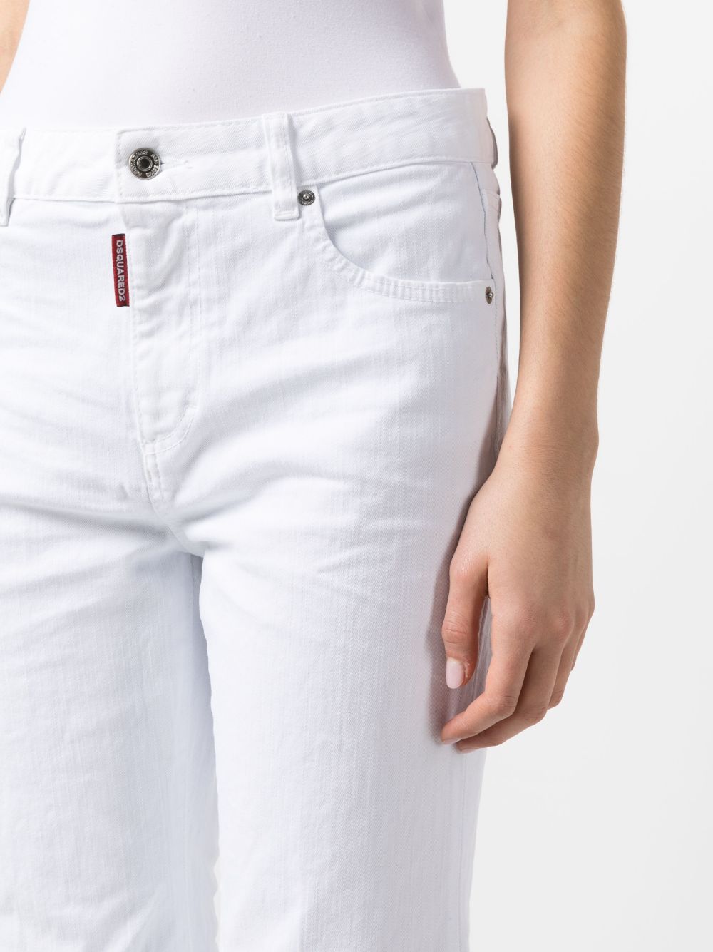 Shop Dsquared2 White Bull Cropped Jeans In Weiss