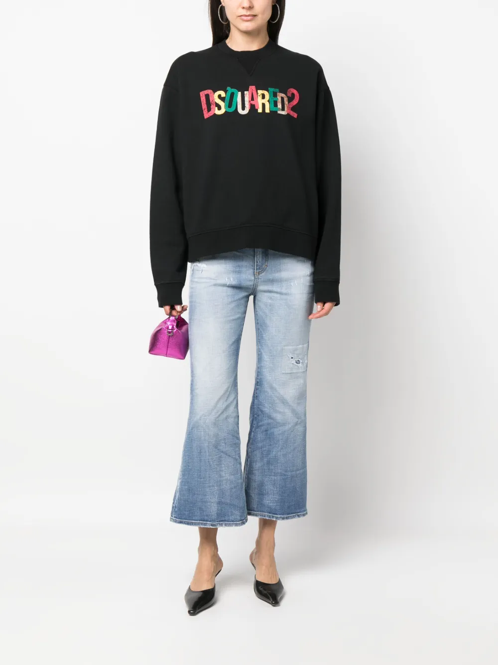 Shop Dsquared2 Faded-effect Flared Trousers In Blue