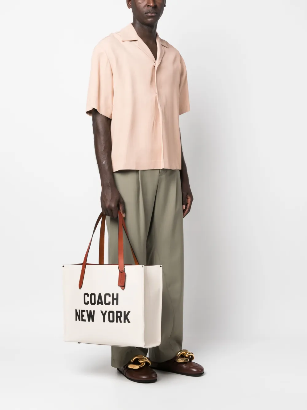 Coach Relay leren shopper - Beige