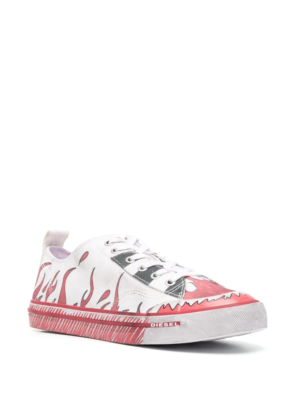 Diesel S-Athos sneakers met vlammenprint - Wit