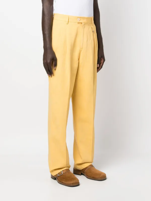 Jacquemus Le Raphia Madeiro straight leg Trousers Yellow FARFETCH AE