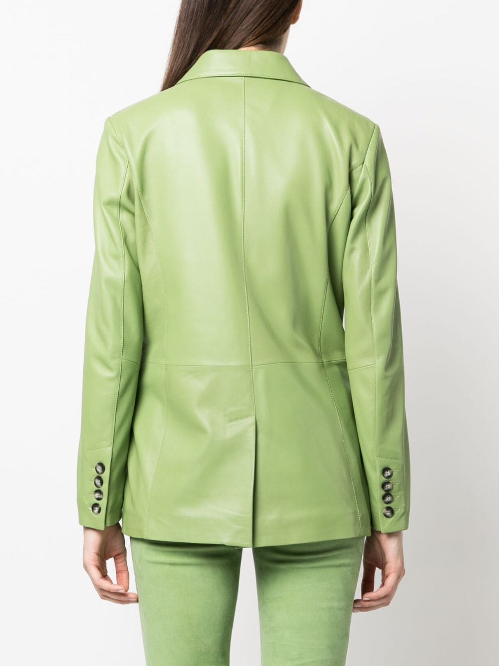 Shop Arma Single-breasted Leather Blazer In Green