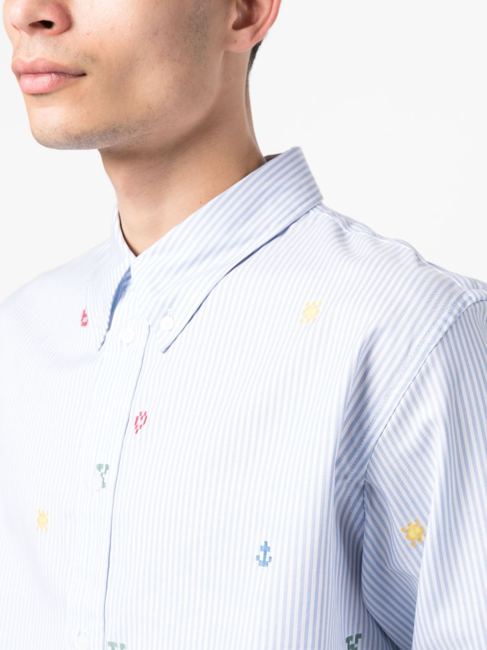 Shop Kenzo Pixel Striped Shirt In Blau