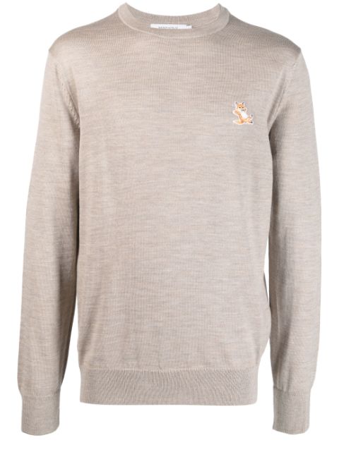 Maison Kitsune logo-patch wool jumper Men