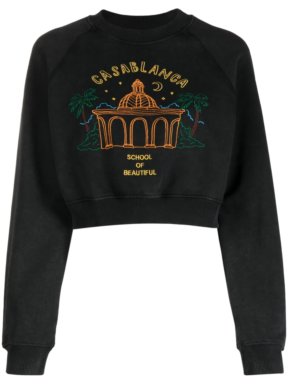 CASABLANCA EMBROIDERED-LOGO CROPPED SWEATSHIRT