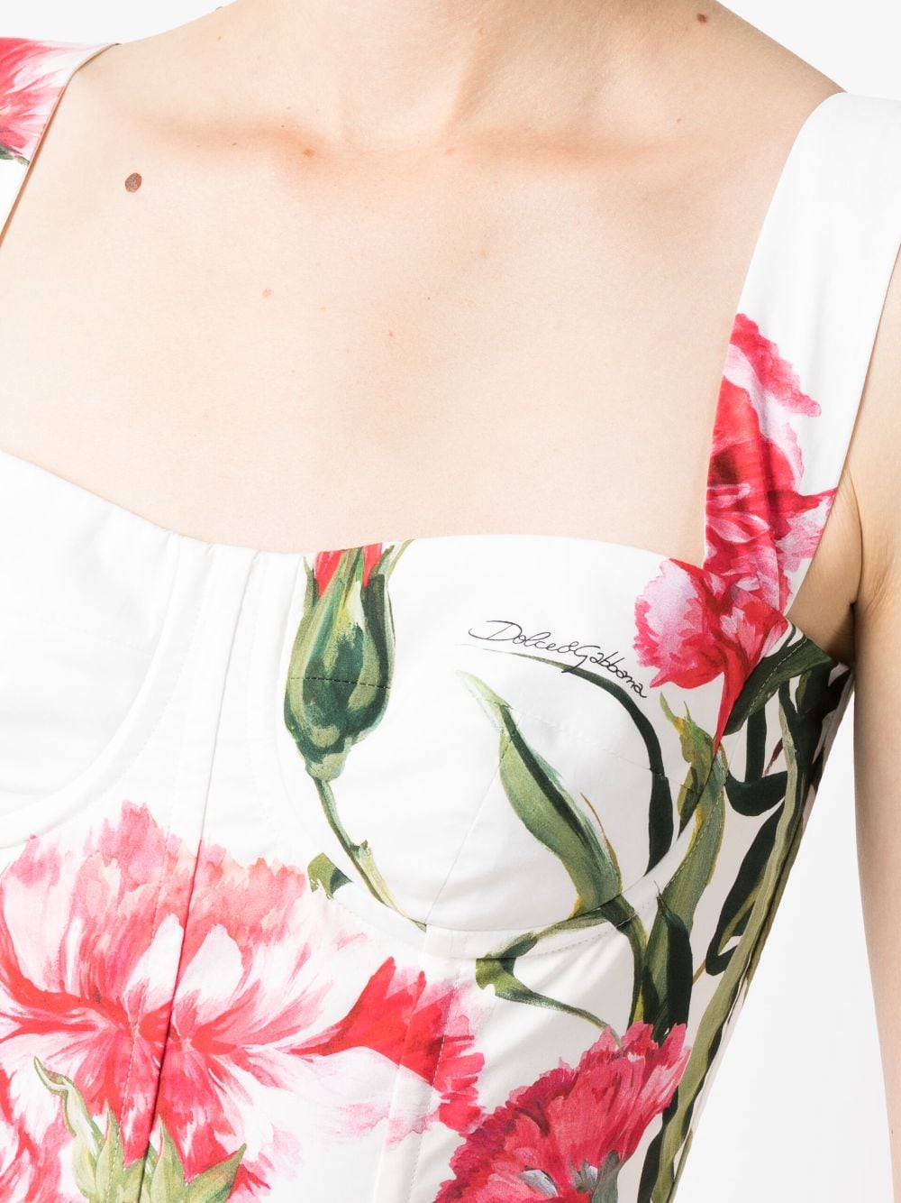 Shop Dolce & Gabbana Floral-print Sleeveless Dress In Weiss