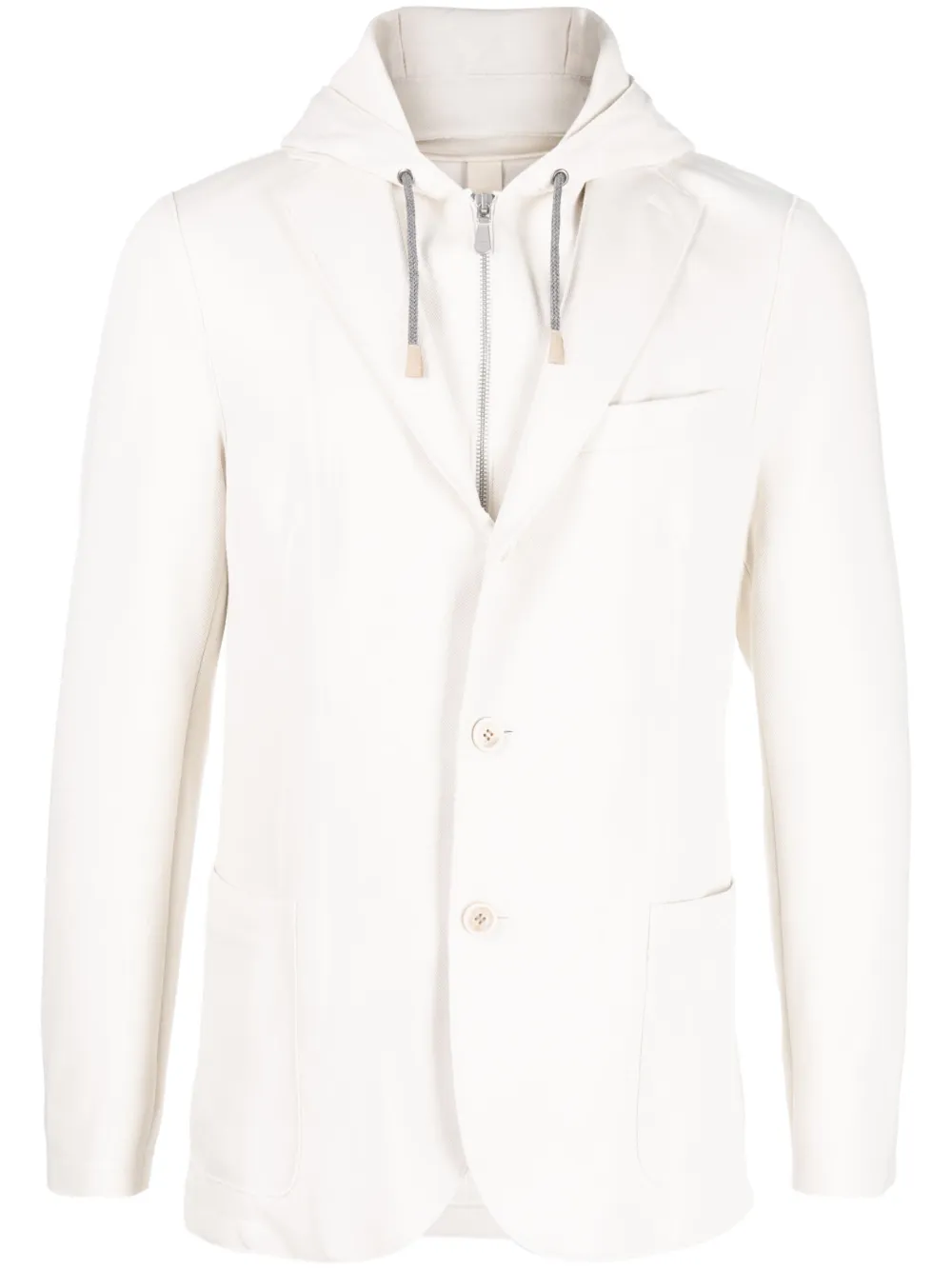 Shop Eleventy Hoodie-layered Blazer In 02 Avorio
