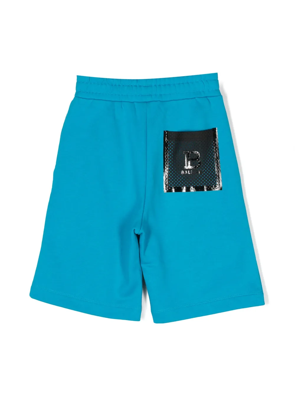 Balmain Kids logo-print cotton track shorts - Blauw