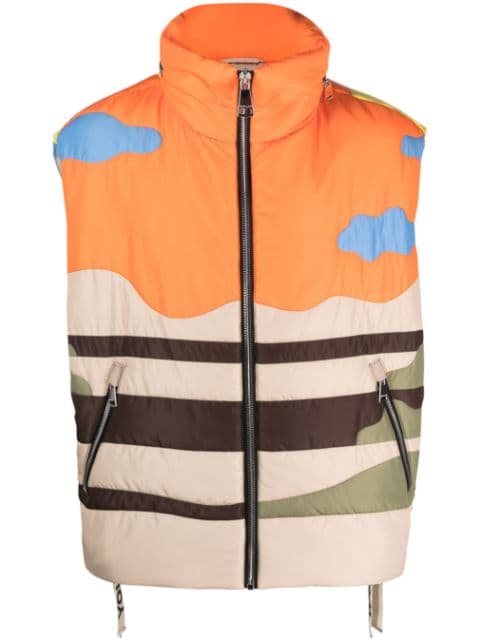 desert-print padded gilet