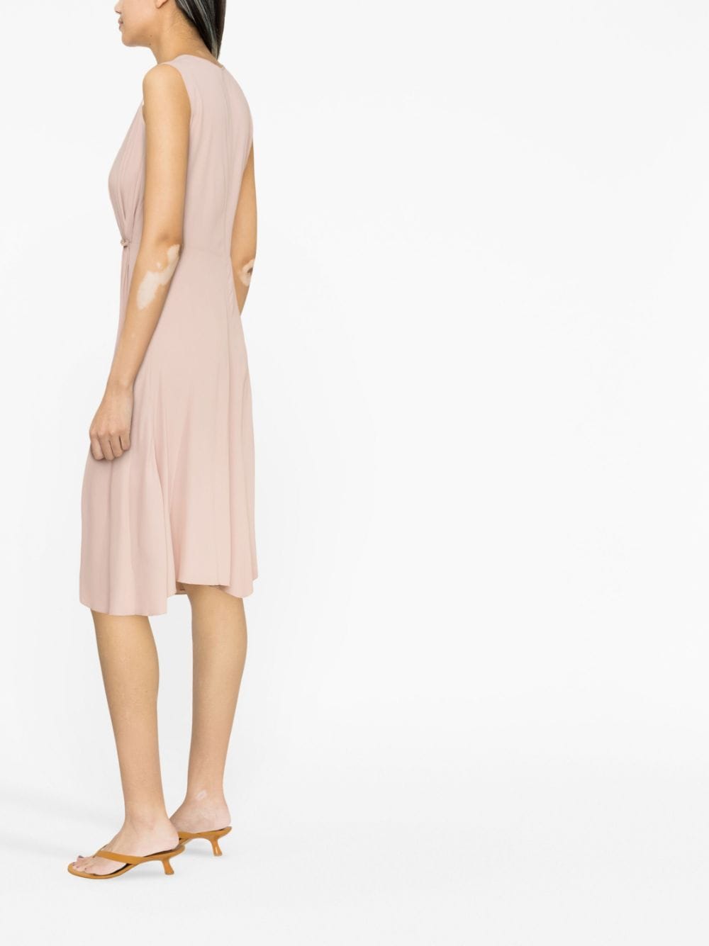 Shop Blanca Vita Gathered-detail Sleeveless Dress In Pink