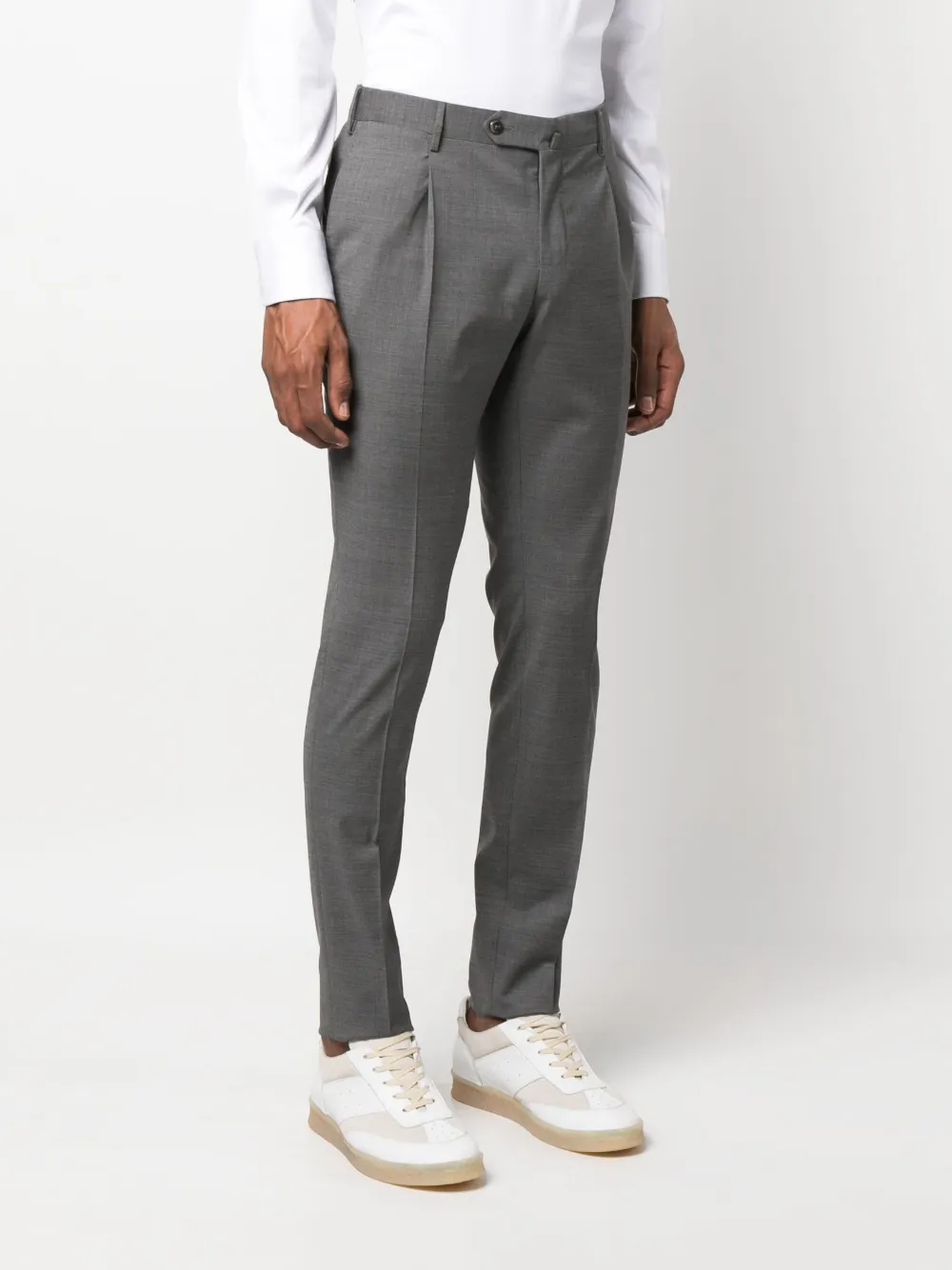 Pt Torino Mid-rise Tailored Trousers In Grau