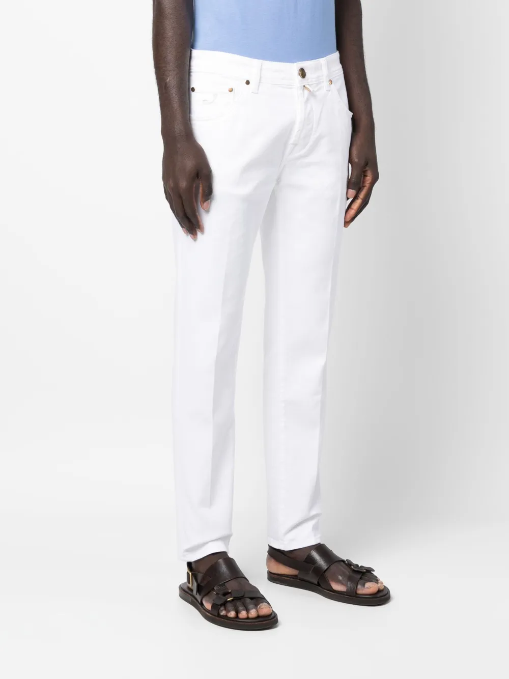 Jacob Cohen Logo-patch Slim-cut Jeans In Weiss