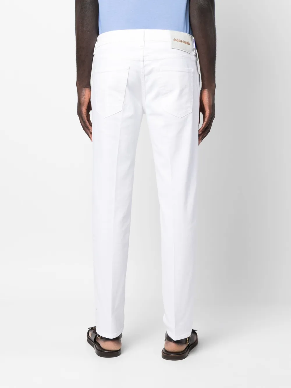 Jacob Cohen Logo-patch Slim-cut Jeans In Weiss