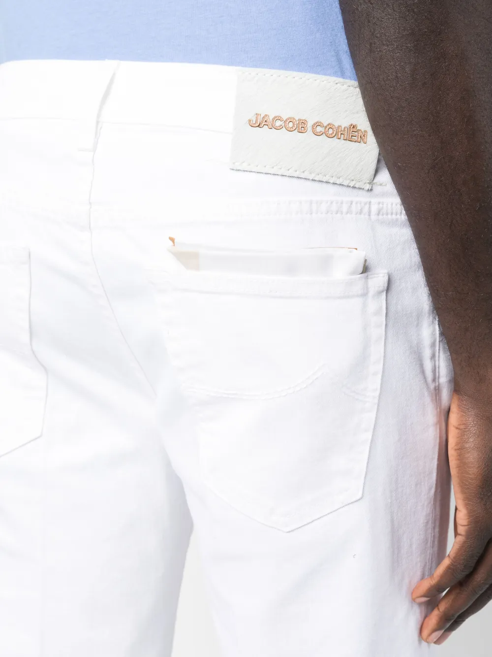Jacob Cohen Logo-patch Slim-cut Jeans In Weiss