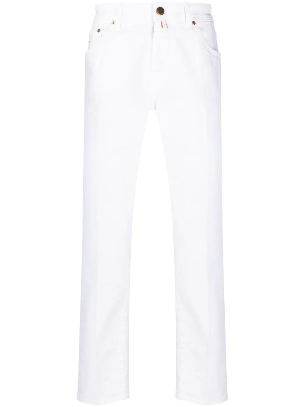 Jacob Cohen Logo-patch Slim-cut Jeans In Weiss