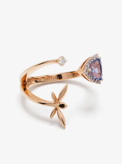 Anapsara 18kt rose gold Micro Trinity diamond and topaz ring