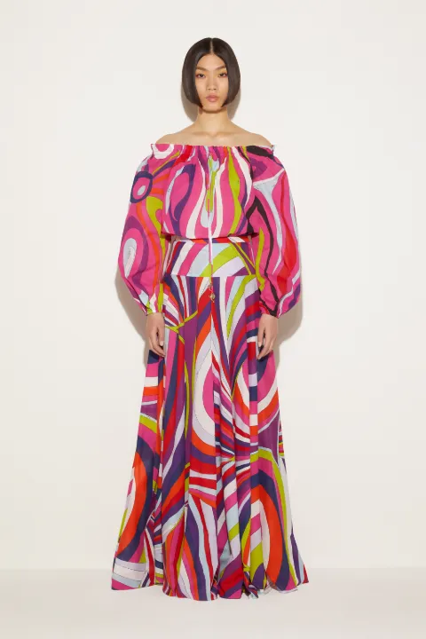 Iride-Print Maxi Skirt