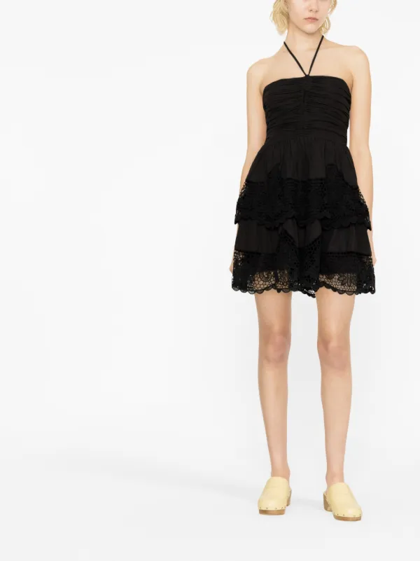 Ulla Johnson Savannah crochet trim Halterneck Dress Farfetch