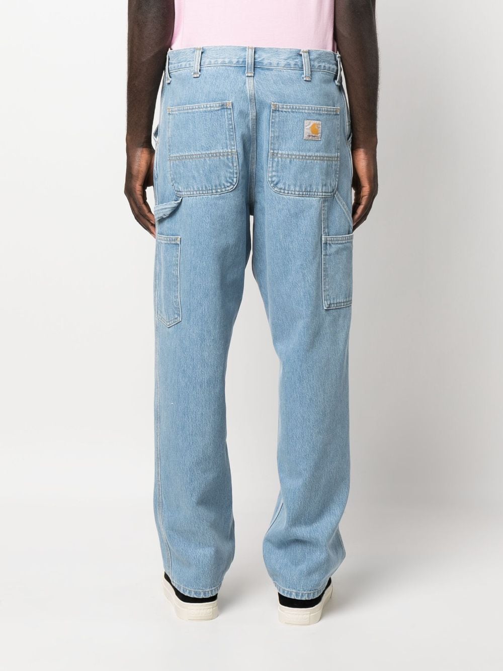 Shop Carhartt Logo-patch Straight-leg Jeans In Blau