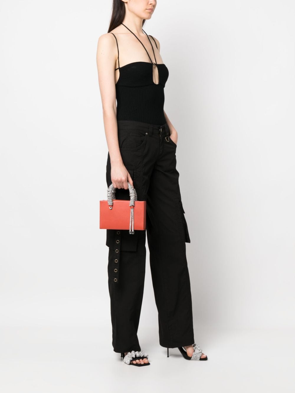 Shop Kara Crystal-embellished Handle Shoulder Bag In Rot