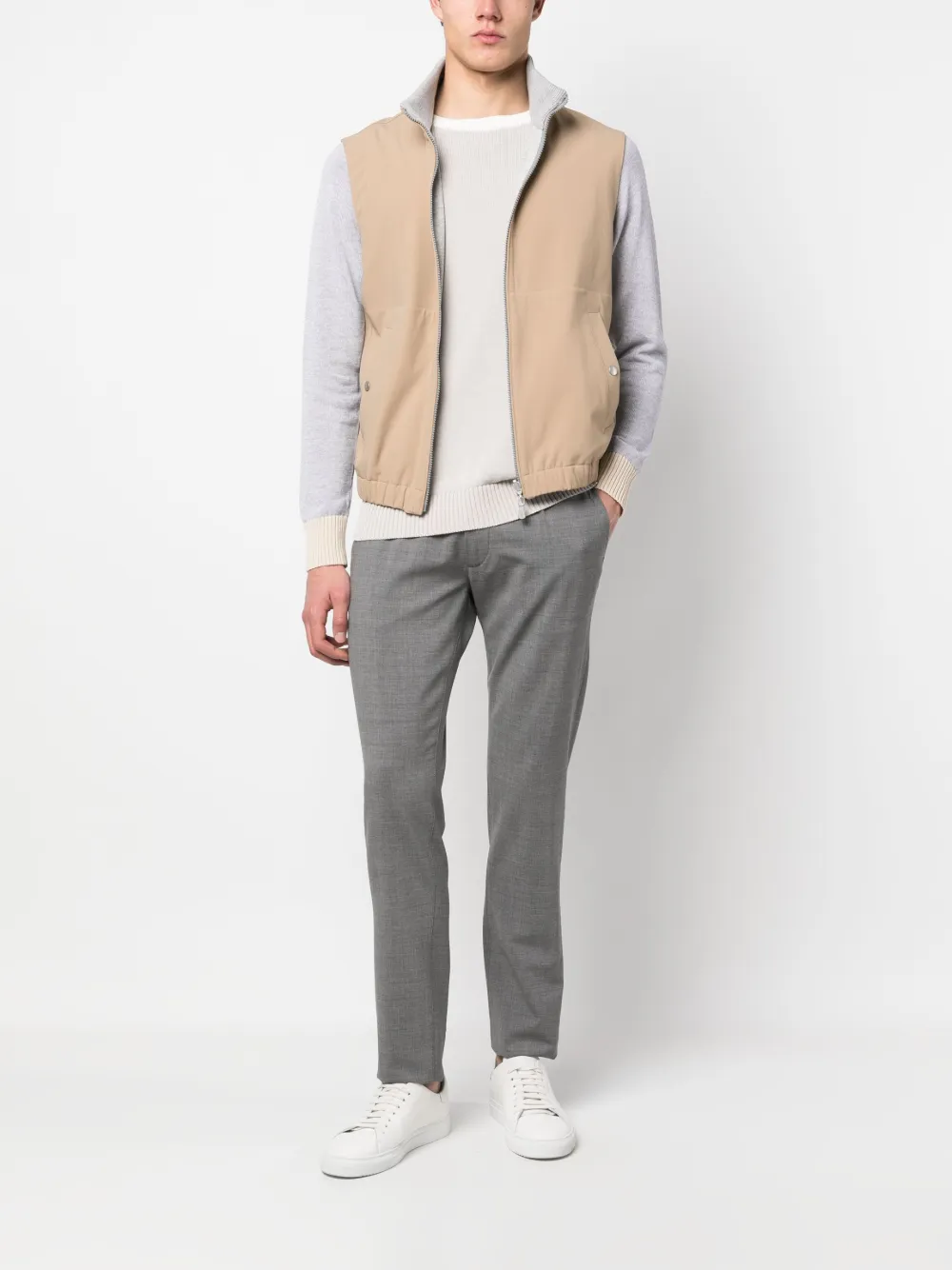 Eleventy Jack met contrasterende mouwen - Beige