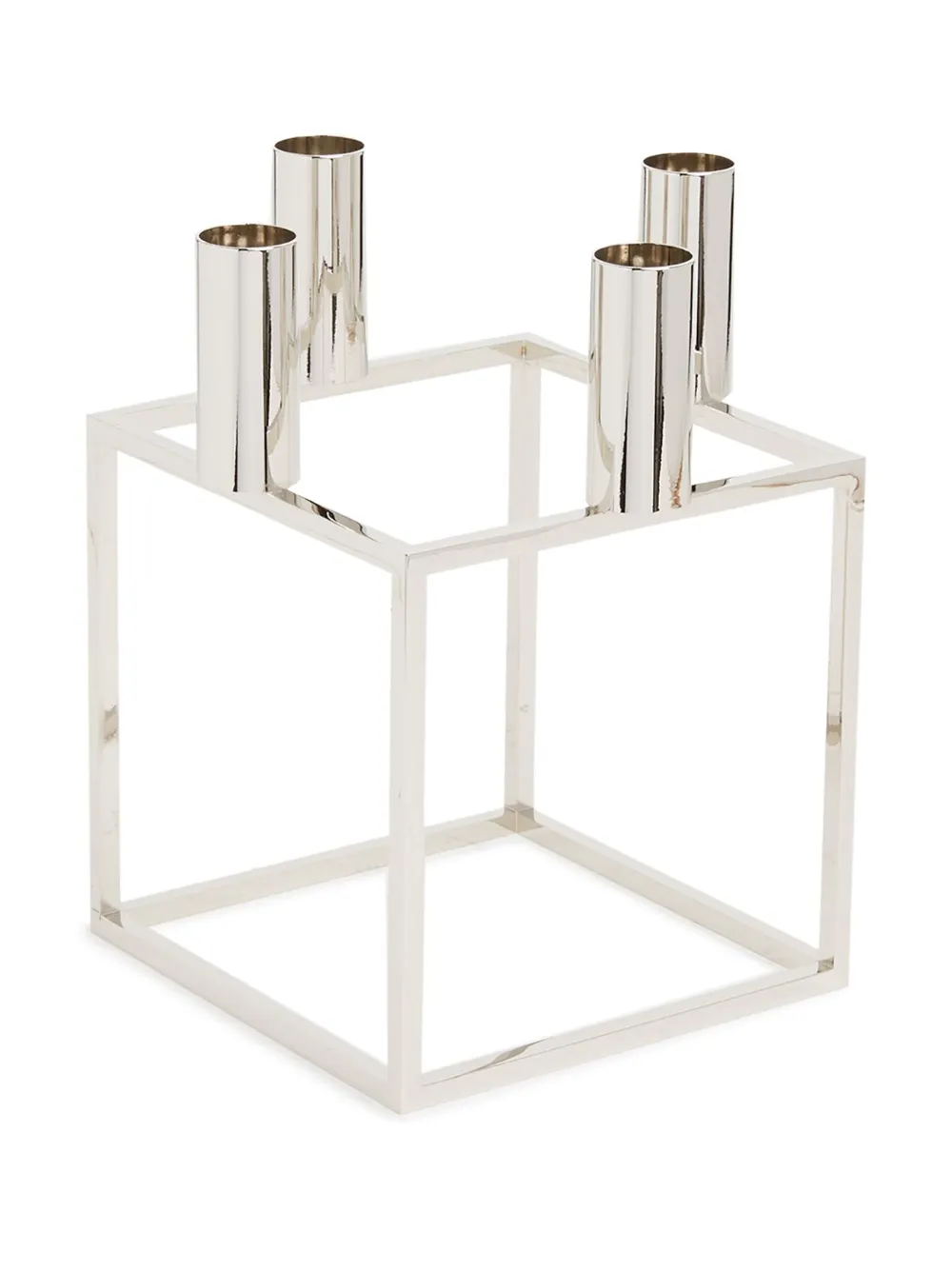 By Lassen Kubus Metal Candle Holder In Silver