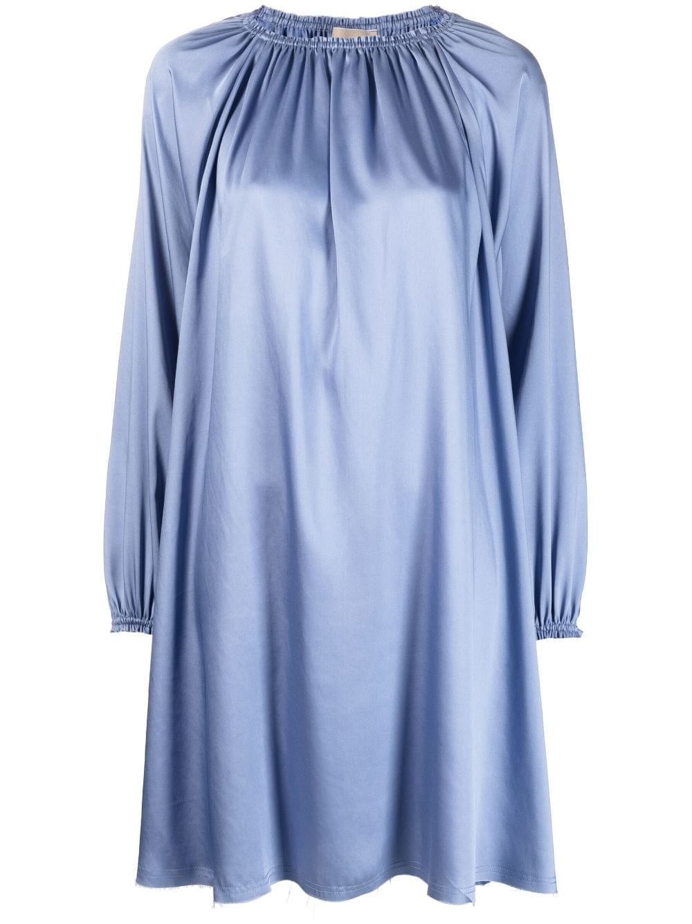 Blanca Vita Gathered-detail Long-sleeve Dress In Blue
