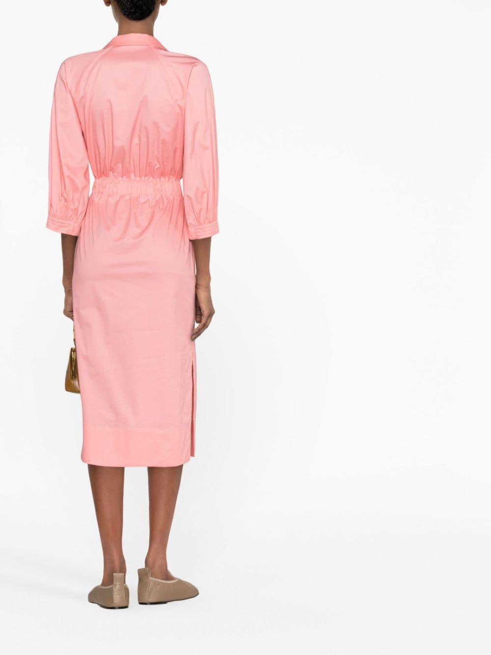 Shop Peserico Tied-waist Cotton Dress In Pink