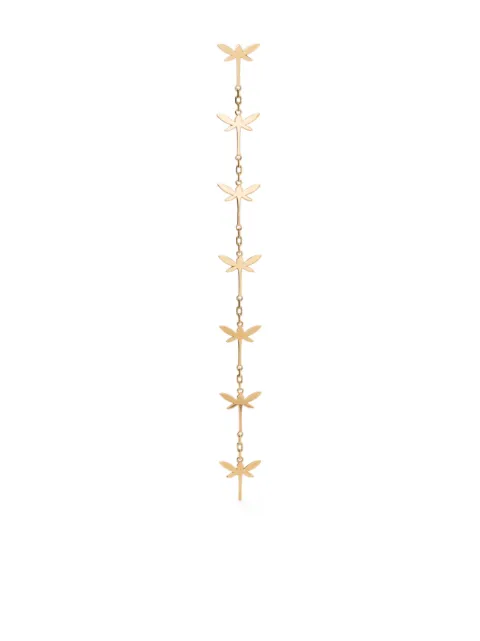 Anapsara 18kt yellow gold Mini Dragonfly chain drop earring