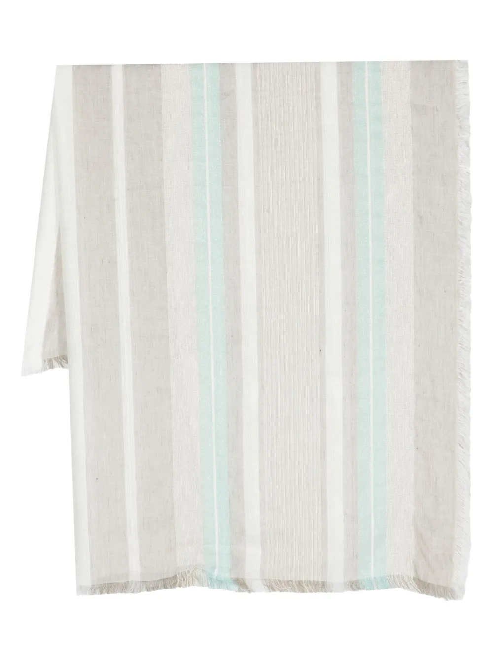 Peserico Stripe-pattern Fringed Scarf In Neutrals