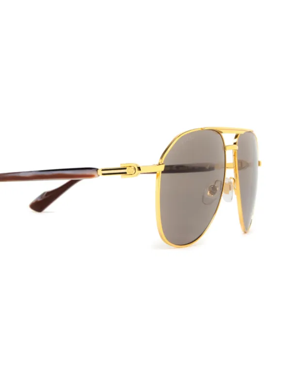 Gucci Eyewear pilot frame sunglasses unisex Metal Acetate 59 Gold