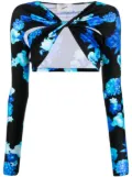 Coperni floral-print cropped top - Black