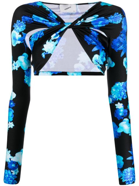 Coperni floral-print cropped top Women