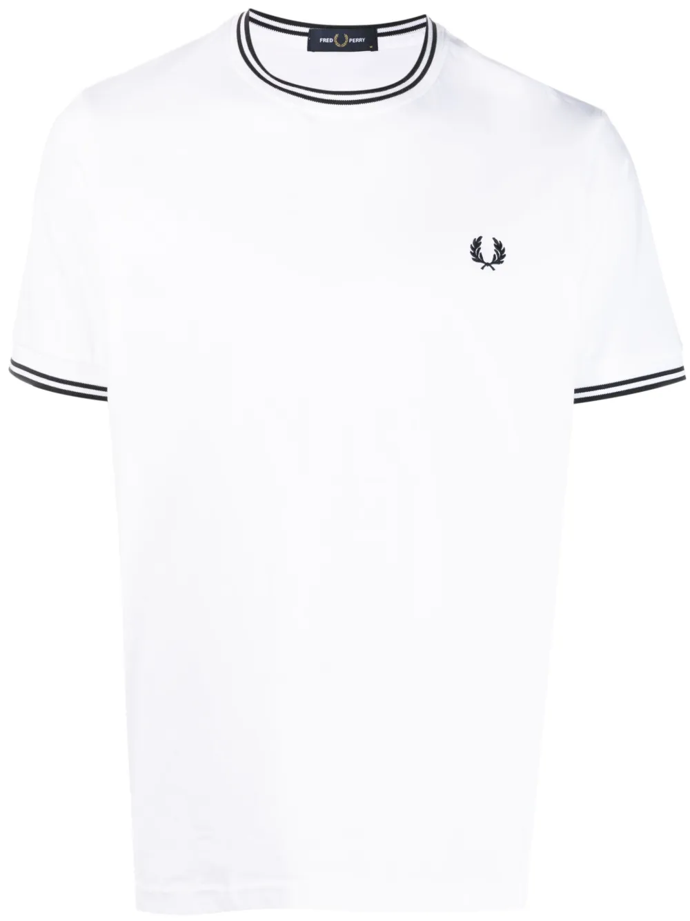 Fred Perry Logo-embroidered Cotton T-shirt In Weiss