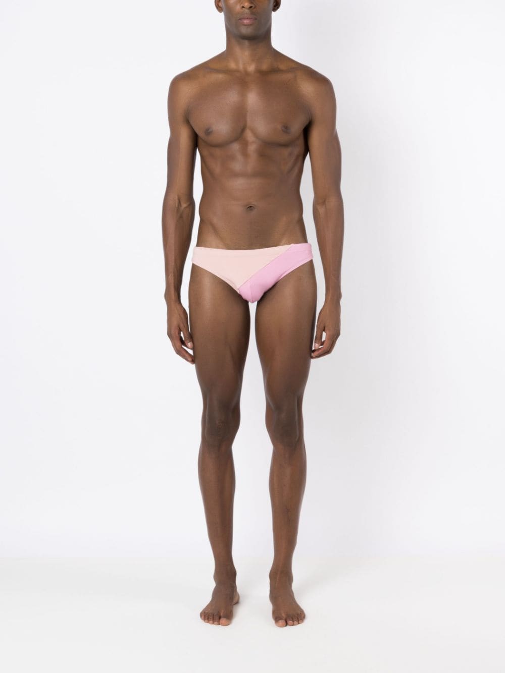 Shop Amir Slama Panelled Swim Trunks In Pink