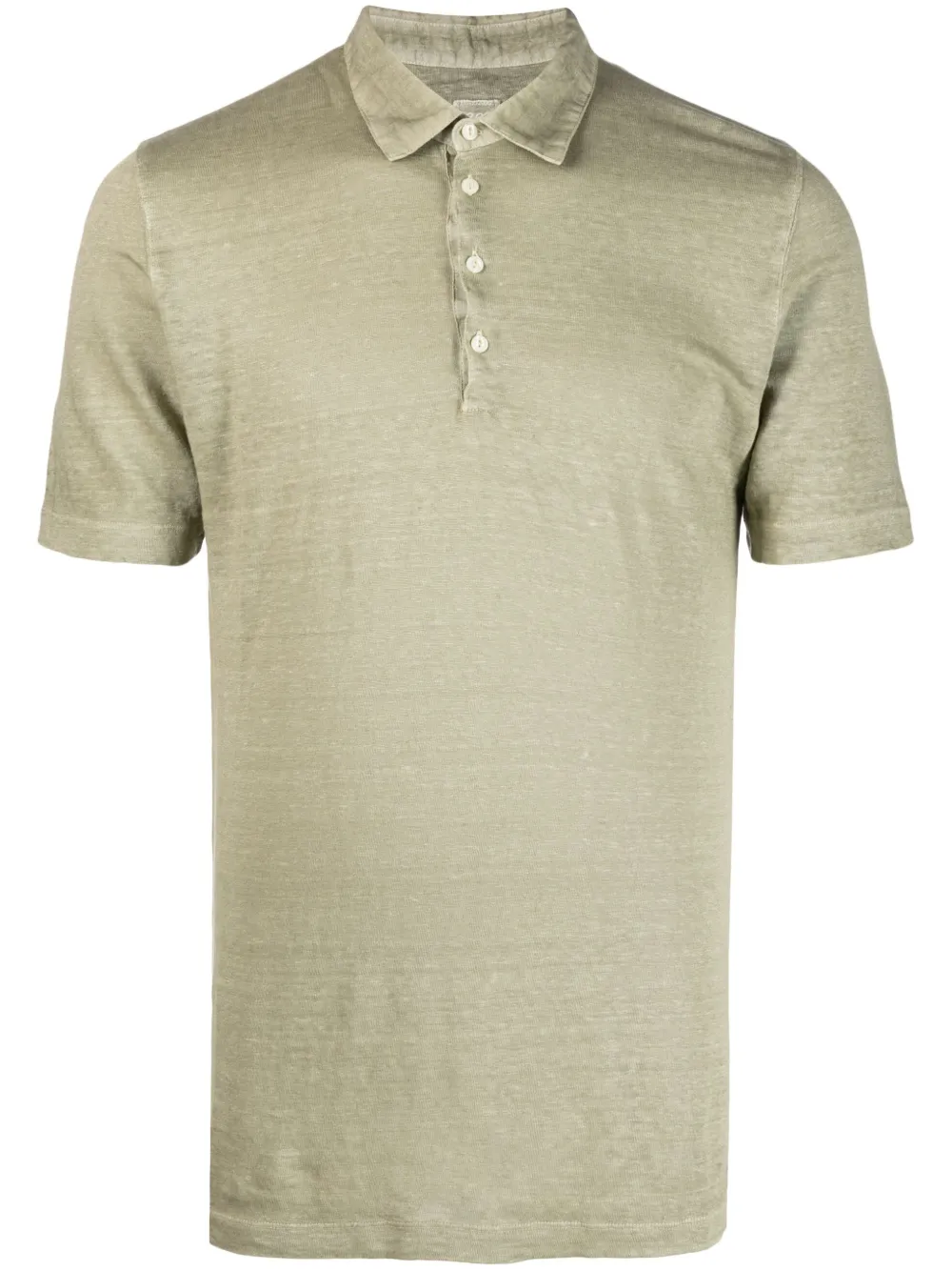 120% Lino Classic Collar Linen Polo Shirt In Green