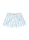 Andorine tie-dye print drawstring swim shorts - White