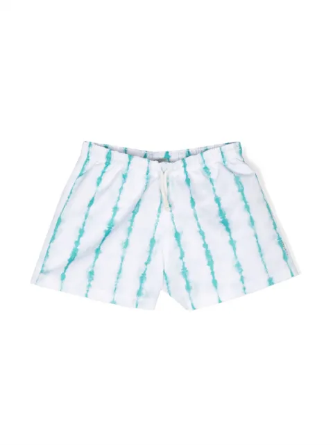 Andorine tie-dye print drawstring swim shorts