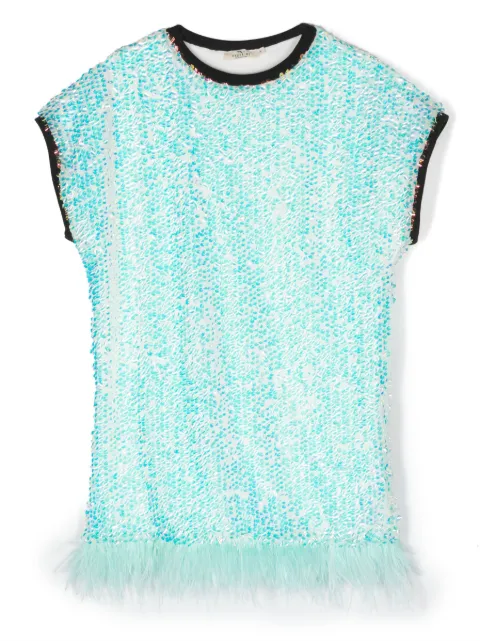 Andorine embellished sequin short-sleeve dress
