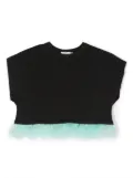 Andorine feather-detail organic cotton T-shirt - Black