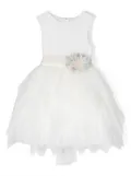 Mimilù brooch-detail tulle dress - White
