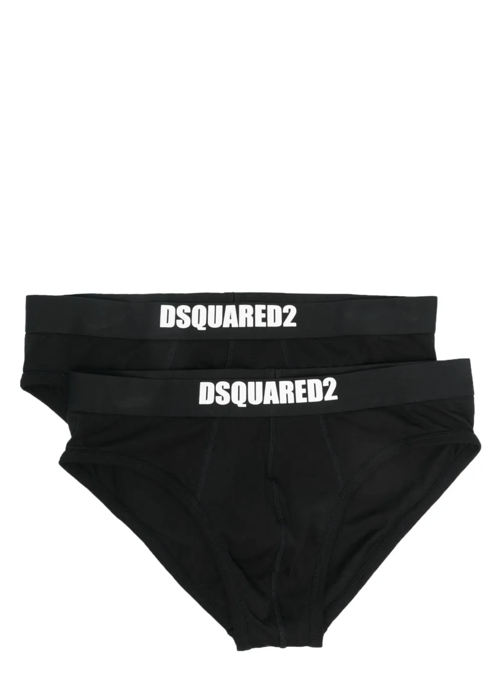 Dsquared2 Two-pack Logo-waistband Briefs In Black