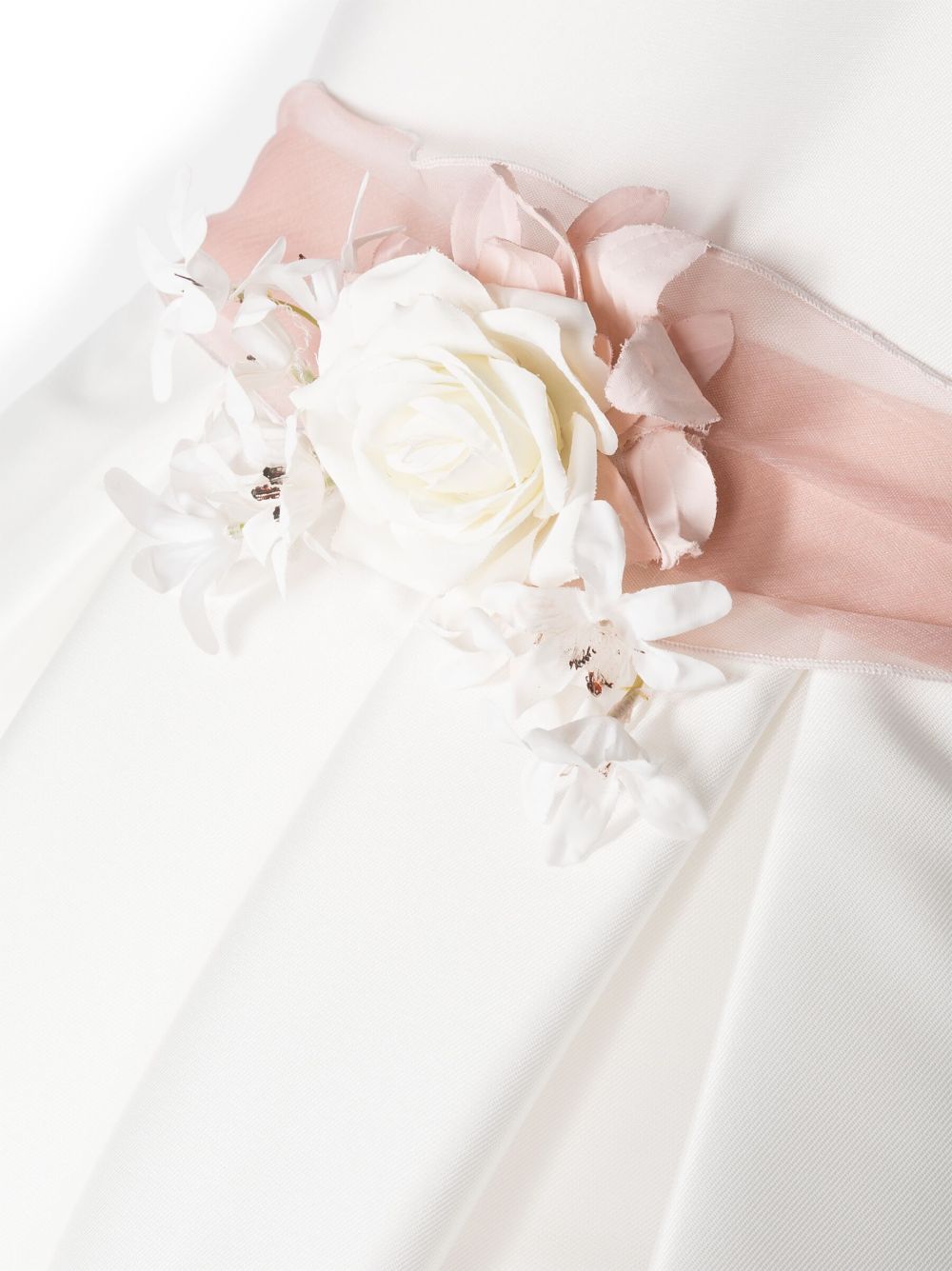 Shop Mimilù Floral-appliqué Pleated Dress In White