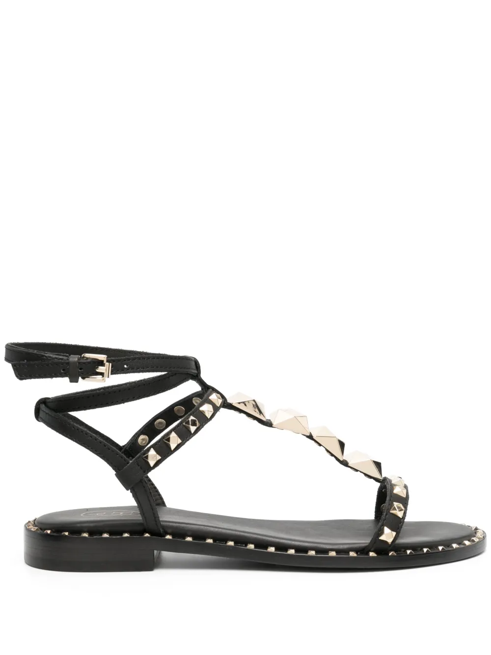 Ash Bead-embellished Leather Sandals In Black