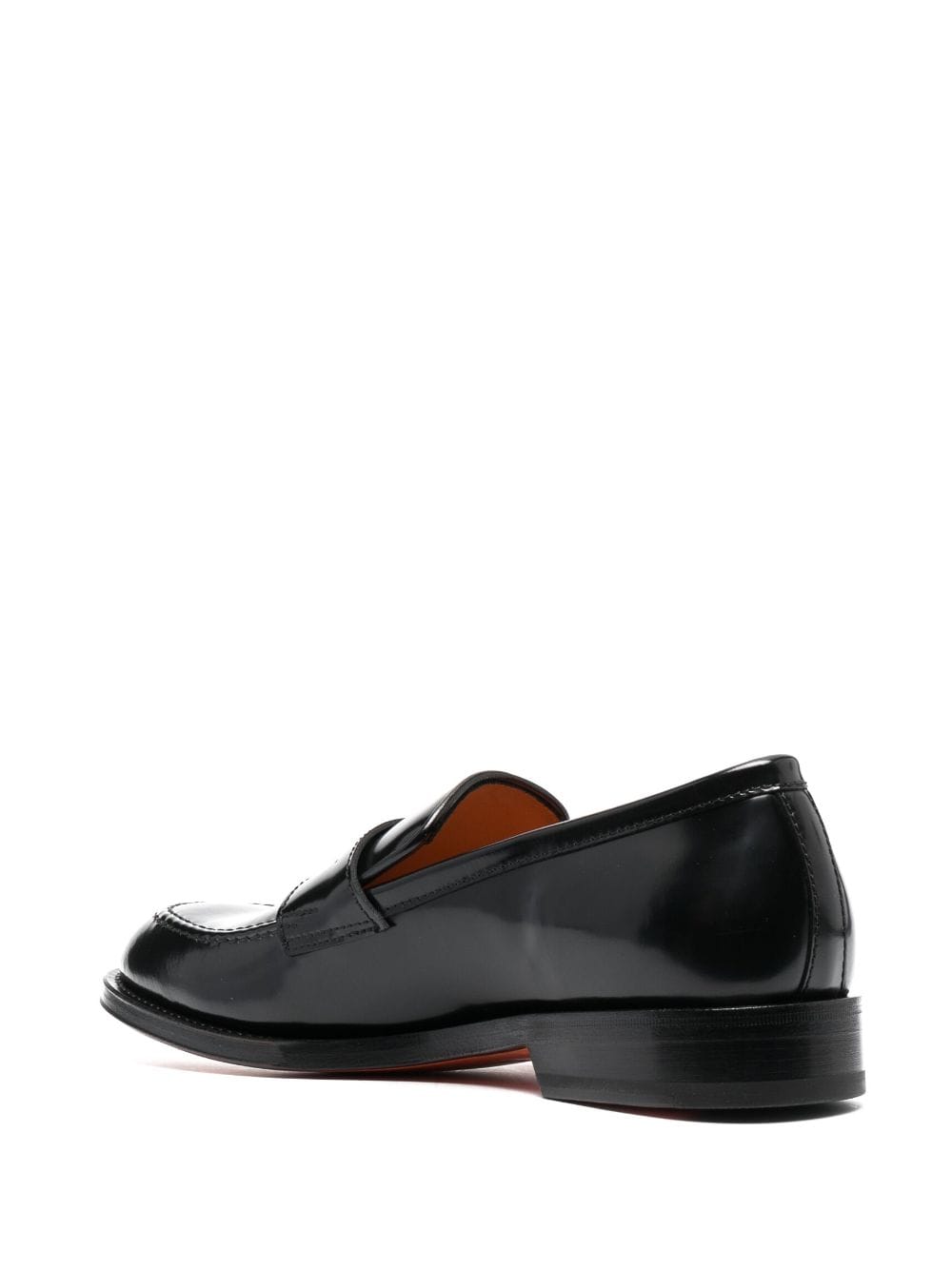 Shop Santoni Almond-toe Loafers In Black