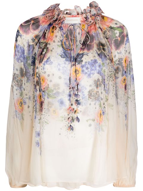 ZIMMERMANN Tama floral collar silk blouse